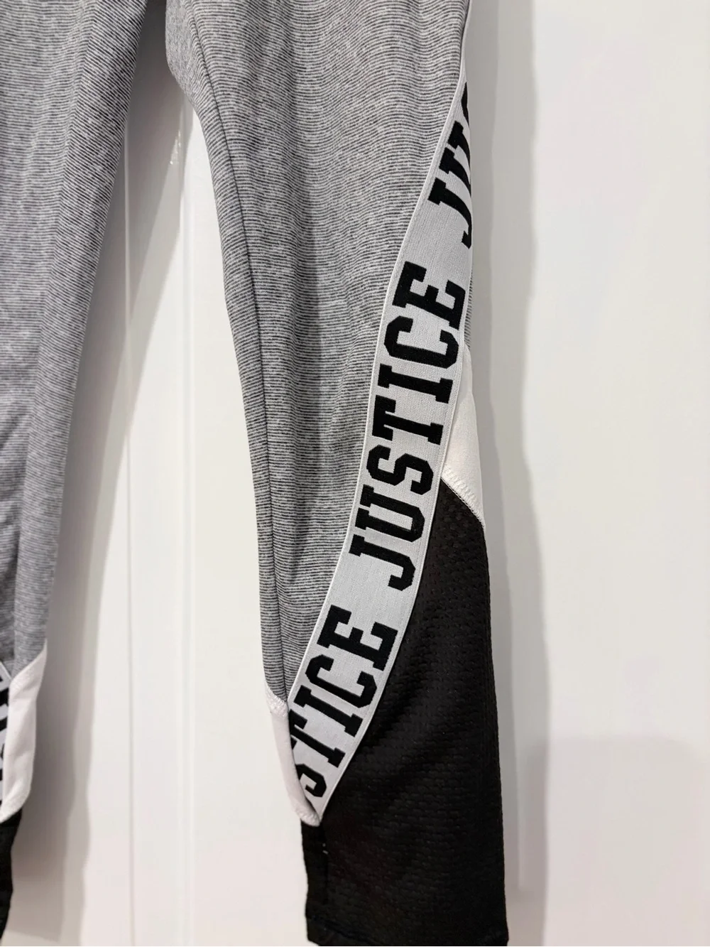 Justice Gray Leggings with Black Contrast and White Accent
